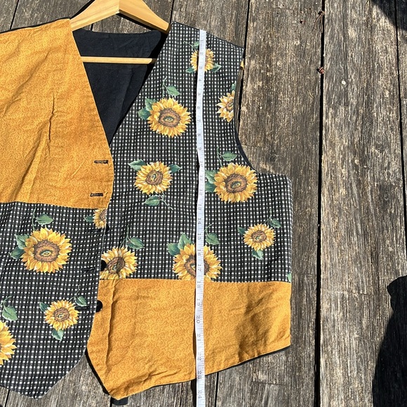 Handmade sunflower vest, vintage, women’s XL - Picture 6 of 9